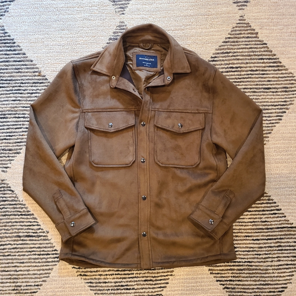 Abercrombie & Fitch Brown buttery soft faux suede bomber Trucker jacket in small